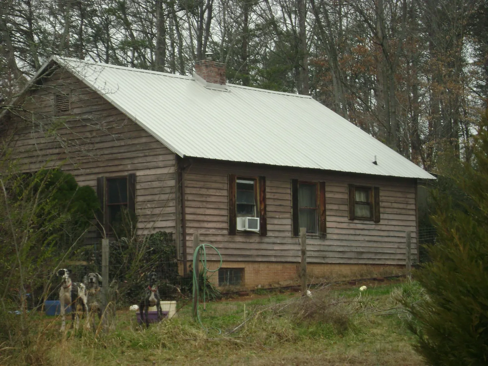 White metal roof on an old wood sided farmhouse, from a Metal Roof Installation job in Joice